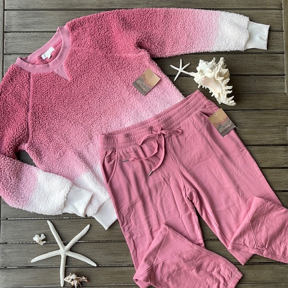 PJ Salvage Pants - 🌴🔆PJ SALVAGE-ROSE WOOD SWEATSHIRT SWEATPANTS SET